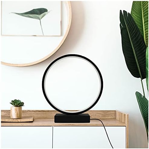 מנורת שולחן LED ALAMPEVER עם מתג קו, טבעת חצובה מודרנית בסגנון LED לסלון, חדר שינה, חדר מעונות או משרד, 3000