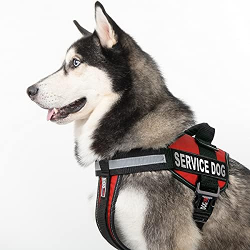 Dogline unimax שירות כלבים אפוד ושירות חינם כלב מזהה כלב עם חוק ADA, גדול, אדום