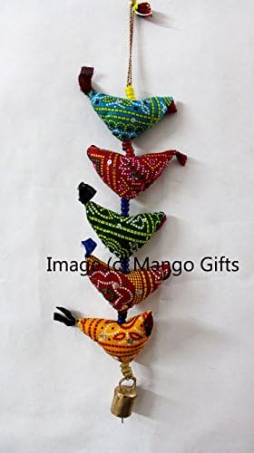 מתנות מנגו 5-ציפור פעמון טוטא קישוט תליה הודי מסורתי על ידי מתנות מנגו הודו
