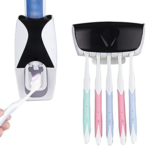 מתקן משחת שיניים רכוב על קיר פטיונג ומחזורי מברשת שיניים, סחיטת משחת שיניים אוטומטית סט לחדר אמבטיה