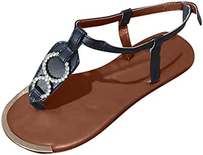 סנדלי פליפ פליפ של מסביר לנשים, סנדלים שטוחים של גבישים בקיץ נעלי סנדלים של קיצוץ נעלי סנדל רומאיות נוחות נוחות