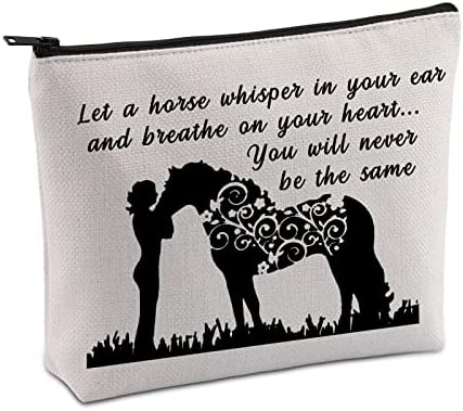 Vamsii איפור סוסים תיק סוסים מתנות לבנות מתנות חובב סוסים בעל סוס סוס קוסמטי רוכסן כיס סוסים מתנות ליום הולדת בוקרת