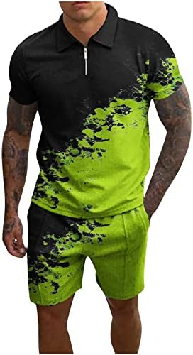 חולצות וחולצות בהוואי גברים קבעו חוף חוף בוהנמיאן גזעים קבעו שני תלבושות של שני חלקים הדפס פרחוני רוכסן חולצת פולו קיץ