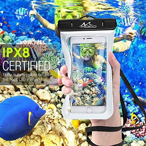 מחזיק נרתיק טלפון עמיד למים של מוקו 2 מארז, תיק יבש לטלפון סלולרי מתחת למים עם סרט שרוך תואם לאייפון 14-13-12-11-11,