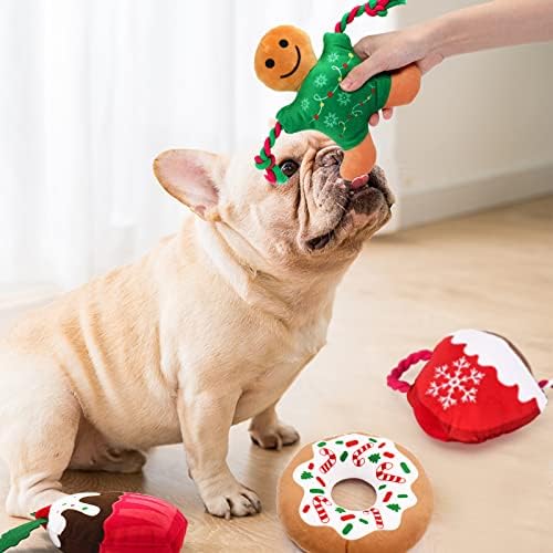 כלב חג המולד צעצועים צעצועים קטיפה צעצועים לכלבים קטנים עם חריקות גורים אינטראקטיביים צעצועים לחיזה חמוד קינוח