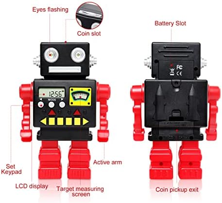 Qiekaka Retro Robot Piggy בנק חדש לבנים ובנות, מחשבון מטבעות, יעדי פיקדון, קישוטים יצירתיים, המתנה הטובה ביותר ליום הולדתו