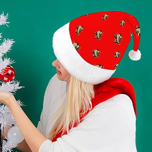 רולר גלגיליות מצחיק חג המולד כובע סנטה קלאוס כובעי קצר קטיפה עם לבן חפתים עבור חג המולד חג מסיבת אספקת קישוט