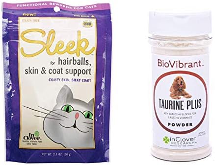 הכלול של עור, מעיל וכדורי שיער מלוטש תומך בלעיסות רכות לחתולים וביובייברנט טאורין פלוס 4 ב 1 תוסף לכלבים וחתולים