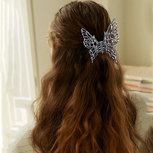 4 מארז מתכת פרפר שיער טופר קליפים עבור נשים דק או עבה החלקה סטיילינג שיער אבזרים