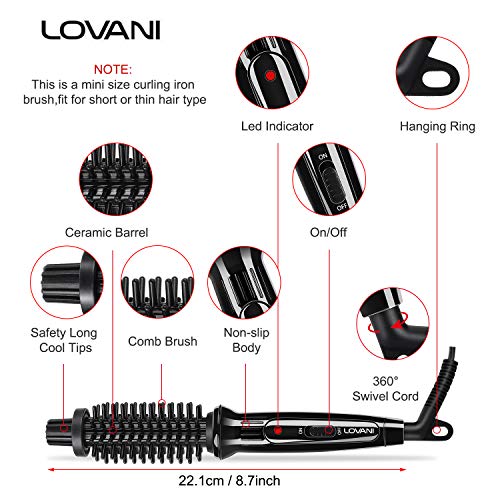 Lovani Mini Travel Hair Bralling Brelling ברזל, מתח כפול קרמיקה ניידת אנטי-סקלד 3/4 אינץ