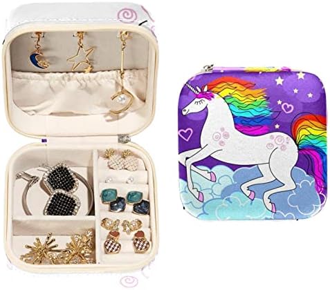 מארגן תכשיטים של Guerotkr, מארז תכשיטי נסיעות, קופסת תכשיטים קטנה, דפוס כוכב סגול של בעלי חיים צבעוניים סגולים