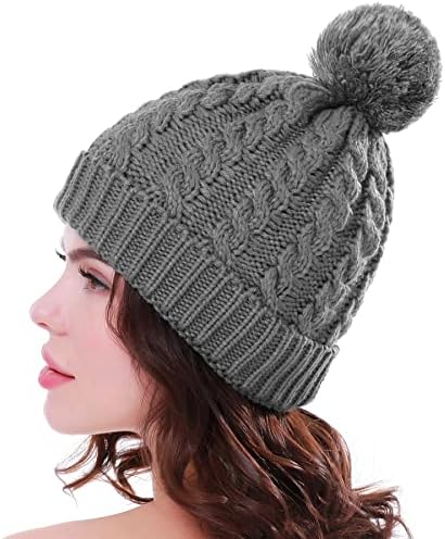 כפה חורפית לנשים בטנה חמודה חמה - כובע סקי סרוג כובע סרוג כובע סקי סרוג