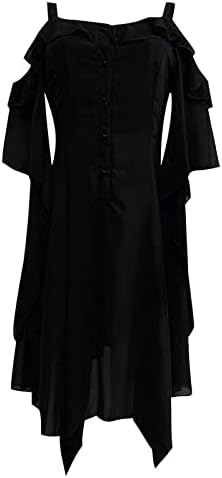 שמלות מקסי של נשים, Womne Plus בגודל כתף קרה עם שרוול פרפר שרוול שמלה גותית ליל כל הקדושים