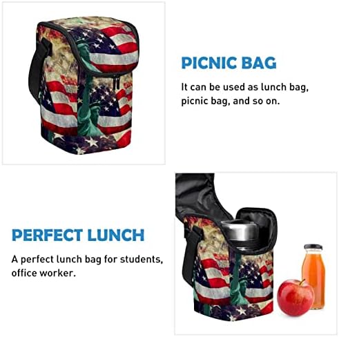 קופסא ארוחת צהריים לנשים, קופסא ארוחת צהריים לגברים, קטן שקית אוכל,עצמאות יום אמריקאי דגל פסל חירות דפוס