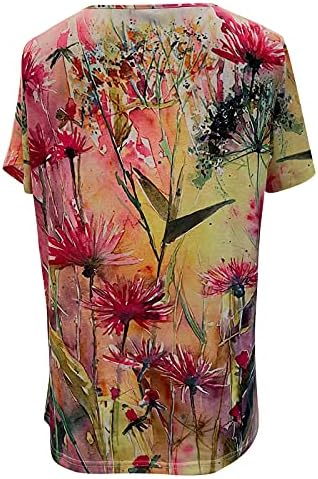 צמרות נשים שרוול קצר מזדמן חולצות צוואר חולצות צוואר צבעוני צבעוני צבע הדפסות טי טרנדי חולצות קלות רופפות