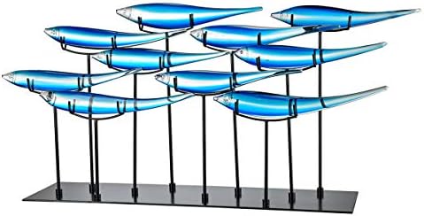 דייל טיפאני מנורות 10 כחול דגים בעבודת יד אמנות זכוכית צלמית, 18. 00איקס 8.00איקס 31.75