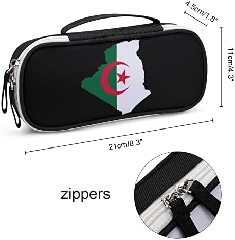 דגל אלג'יריה מפת עור PU עיפרון עפר מארגן מארגן איפור נסיעות תיק ניידים ניידים