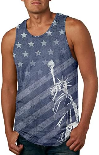 קיץ חולצות טי קיץ חדש אמריקאי יום העצמאות כותנה 3 הדפסת גברים מזדמנים טנק גודל בינוני