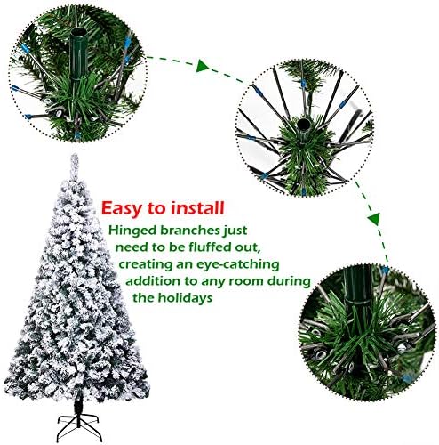 XFXDBT 6ft עץ חג המולד מלאכותי ירוק טבעי 750 תעשייה שלג עץ חג המולד נוהר עם עמדת מתכת מקורה וחיצונית קישוט