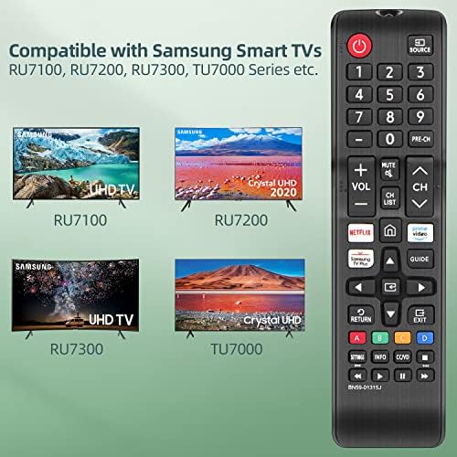 Gvirtue שלט רחוק BN59-01315J החלפה לסמסונג-סמארט-טלוויזיה-טלוויזיה-סמסונג LED LCD QLED 4K 8K UHD 3D HDTV HDR מעוגל קריסטל
