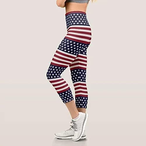 דגל אמריקאי פטריוטי ליגלי נשים המותניים הגבוהות בארהב 4 ביולי חותלות נוחות ספורט יוגה אתלטי קל משקל קלות