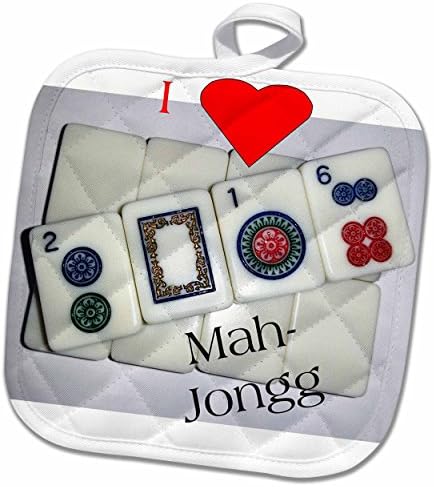 3drose משחקי פלורן - תמונה של אני אוהב את מה ג'ונג עם לב - 8x8 Potholder