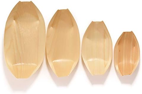 מותג Bamboomn - צלחות/מנות עץ חד פעמיות, 5.25 ארוך x 3 רוחב x 1 , 200 חתיכות