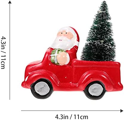 משאיות דגם Valiclud קישוטי שולחן חג המולד, Santa Claus Truck עם LED מיני חג המולד חג המולד חג המולד שלטי שולחן לחופשות