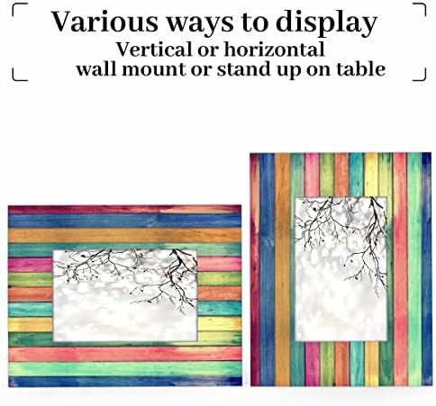 cfpolar Vintage רקע עץ צבעוני 5x7 מסגרת תמונה עץ תצוגה ללא מסגרות צילום של מחצלת עבור שולחן עליון או עיצוב קיר