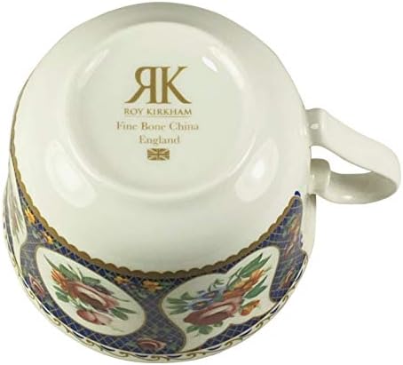 רוי קירקהאם כוס תה ויצירתית כוס תה וצלוחית סט ג'מבו עצם משובחת סין אנגליה דפוס רג'נסי כחול