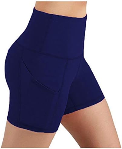 מכנסי יוגה של נשים שורשיות עם כיסים עמוקים לטלפון, בקרת בטן המותניים גבוהה אימון מכנסיים קצרים דחיסה אתלטית קצרה