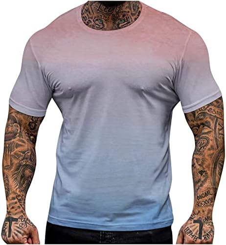 חולצות לגברים של ספורט מזדמן חולצה מגניב מודפס צוות צוואר טיז סווטשירט שרירים אימון חולצות סוודר חולצה