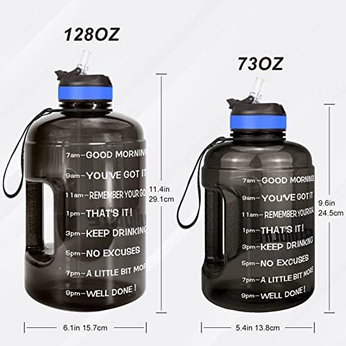 בקבוק מים גלון עם קש-כד מים גלון-128 עוז בקבוקי מים גדולים עם פעמים לשתות יותר מדי יום - בקבוק מים מוטיבציה
