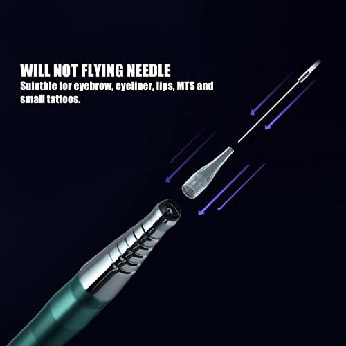 עט איפור קבוע למחצה, אחיזה נוחה מכונה עט מיקרובליידינג מנוע ללא ליבה רעש נמוך מעטפת סגסוגת אלומיניום לשפתיים ירוק