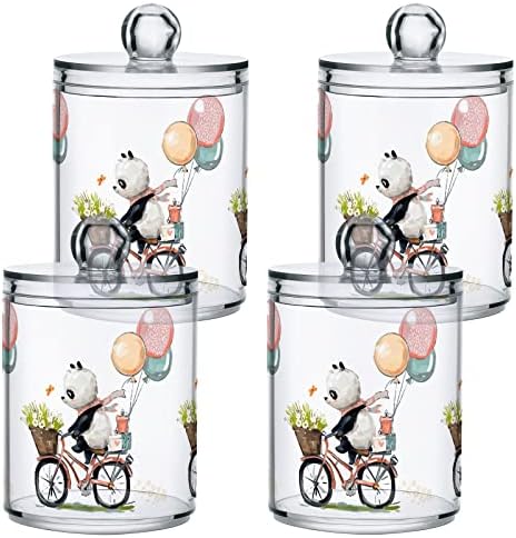 Yyzzh Panda אופניים קופסא מתנה בלון פרפר פרחים 4 מארזים מתקן מחזיק QTIP לכדור כותנה כדורים עגולים חוט דופק 10 גרם
