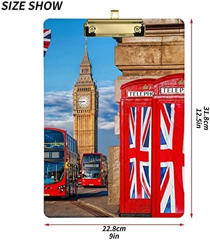 דגלים בריטיים לונדון לוחות פלסטיק עם מתכת קליפ מכתב גודל לוח נמוך פרופיל קליפ לוחות עבור סיעוד בכיתה ציוד משרדי-4