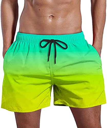 מכנסי גברים של דודובבי בכושר רגוע קיץ לשחות כיסים יבשים מהירים בתוספת מכנסי חוף בהדפס שיפוע