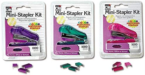 Charles Leonard, Inc Mini Staplers 6 חבילה - 1,000 סיכות כל אחת, הצבעים משתנים