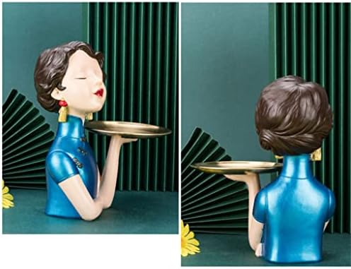 מלאכת שרף Walnuta בסגנון סיני Cheongsam Girl אחסון מפתח מגש לקישוט בית אחסון שולחן קפה סלון