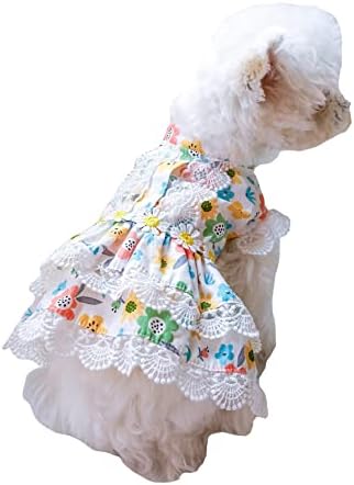 קוויני פרח כלב שמלת חתול תחרה לקצץ נסיכת שמלה לנשימה רך דוגי אפוד שמלות עבור קטן בינוני ילדה כלבי גור חתלתול לבן של