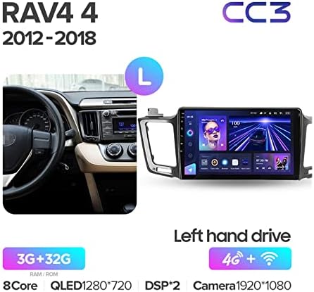 Gripzo Car Multimedia CC3 תואם ל- Toyota RAV4 4 XA40 5 XA50 2012-2018 רדיו רדיו Carplay Multimedia Video Video