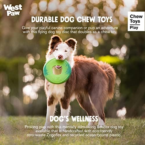 West Paw Zogoflex toppl עם Seaflex Drifty & Sailz Flying Disc Toy Toy Bundle - טיפול בפיזור פאזל צעצוע של כלבים
