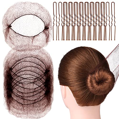 20 יחידות שיער רשתות בלתי נראה ו 40 יחידות בצורת שיער סיכות סט, 20 יחידות 50 סמ שיער רשתות עבור לחמנייה חום אלסטי קצה
