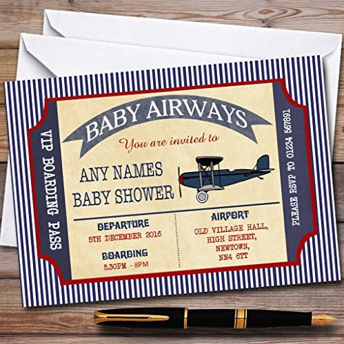 כחול ואדום כרטיס עלייה למטוס הזמנות הזמנות למקלחת תינוק