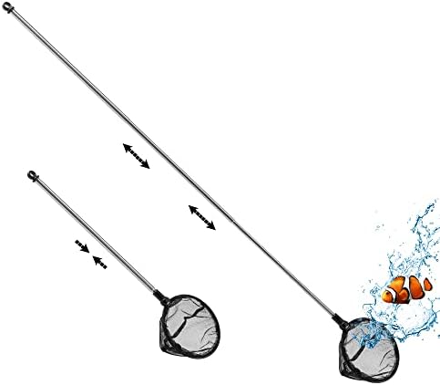 טלסקופי אקווריום דגים נטו, רשת בסדר עגול דגים נטו לאקווריום עם להארכה ארוך ידית