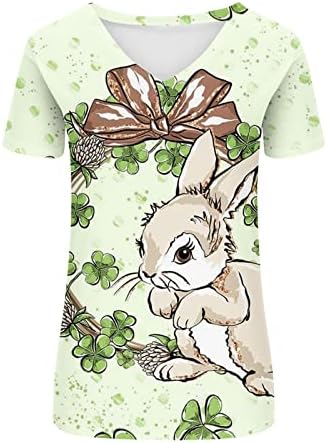 חולצות פסחא לנשים חולצות ארנבות ארנב חמוד טי גרפי קיץ מזדמן V צוואר חולצות שרוול קצר