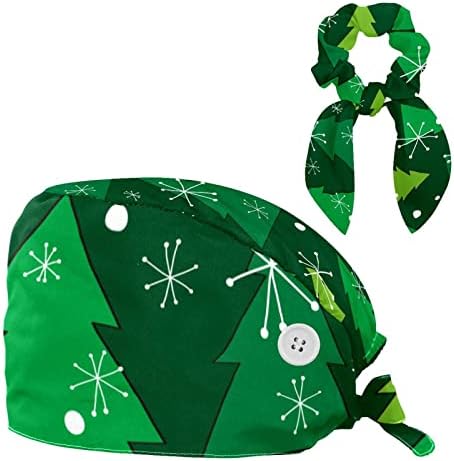כובע עבודה של חג המולד ירוק עם כפתורים כובע בופנט מתכוונן כובע לשפשוף יוניסקס עם שיער קשת