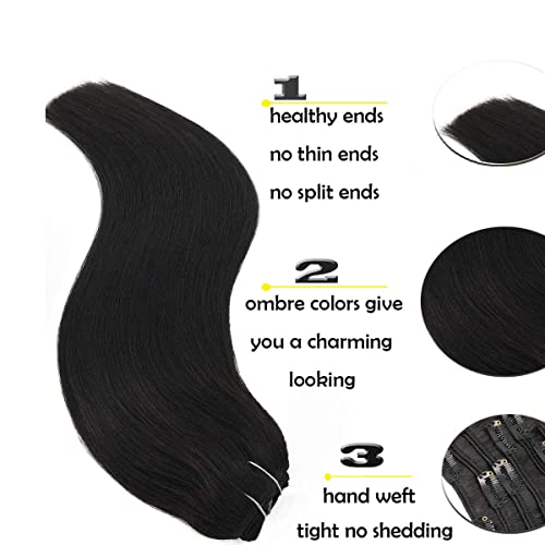 גו גו 26 אינץ 'קליפ בתוספות שיער שיער אנושי שחור טבעי 7 יחידות 135 גרם תוספות שיער רמי קליפ בשיער אנושי ישר תוספות שיער