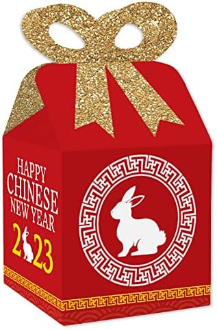 נקודה גדולה של אושר שנה חדשה סינית - קופסאות מתנה לטובת כיכר - 2023 שנה של קופסאות הקשת הארנב - סט של 12