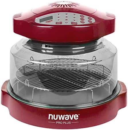 תנור Nuwave Pro פלוס תנור הסעה של משטח עם כוח בישול משולש משולש, 100 ° F-350 ° F בקרת טמפ 'במרווחים של 1 °, קינמון